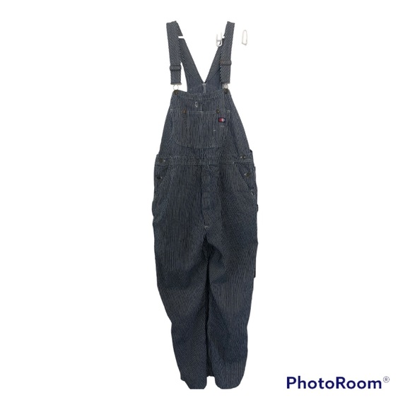Vtg USA Works Sz 40x31 Railroad Stripe Adjustable Strap Carpenter Bib Overalls - Picture 1 of 8